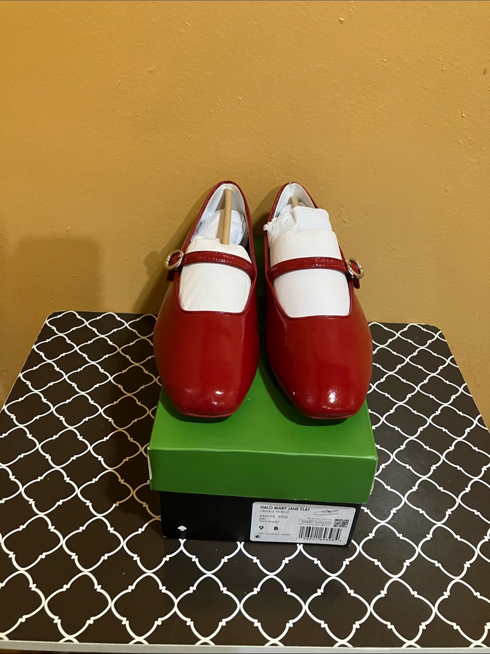 kate spade Dark Scarlet Patent Halo Mary Jane Flats - Picture 1 of 7
